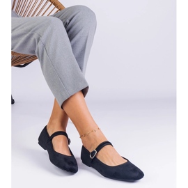 Balerine negre cu centură și nas pătrat negru 2 Balerine negre cu centură și nas pătrat negru 2