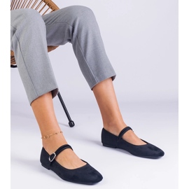 Balerine negre cu centură și nas pătrat negru 1 Balerine negre cu centură și nas pătrat negru 1