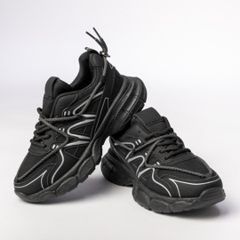 Adidași negri pentru femei pe platformă negru 3