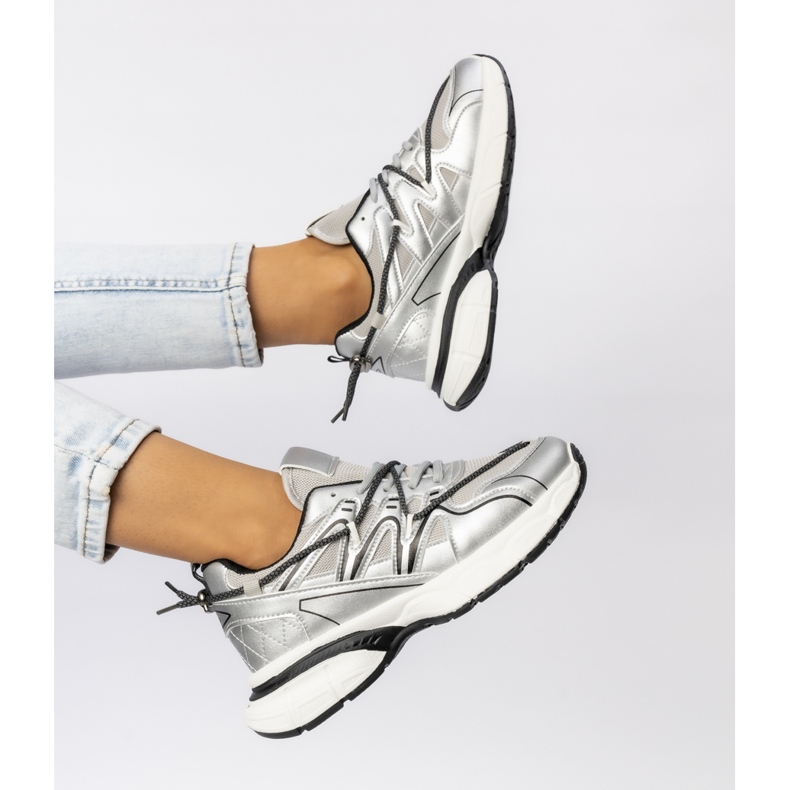 Adidași de argint pentru femei pe platformă 2
