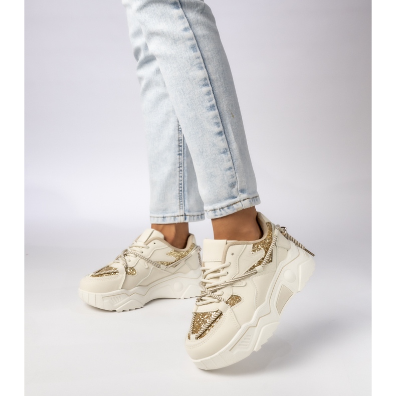 Adidași sportivi pentru femei-bej-auriu 1