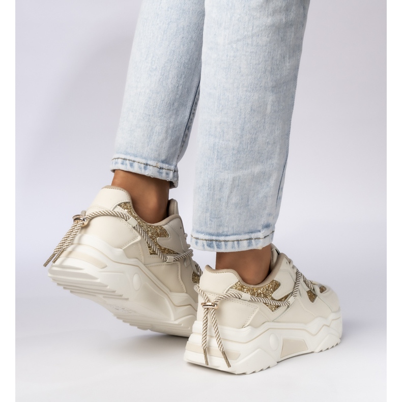 Adidași sportivi pentru femei-bej-auriu 2