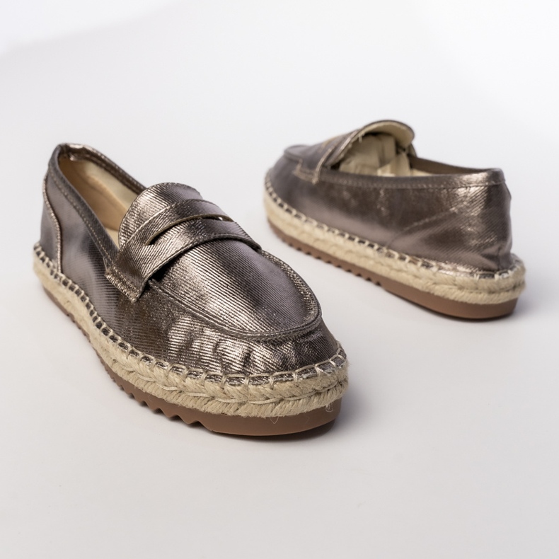 Espadrilles țesături metalice maro femei 1 Espadrilles țesături metalice maro femei 1