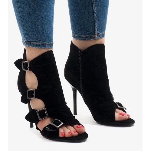 Cizme de muncitor de damă de piele intoarsa neagra negru 1