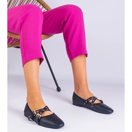 Balerine negre din Eco -Leather decorate cu catarame negru 1 Balerine negre din Eco -Leather decorate cu catarame negru 1