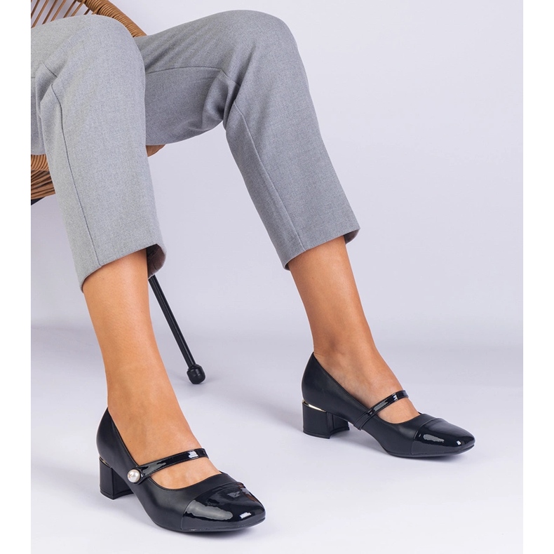 Pompe negre pe stâlp cu un deget lăcuită negru 1