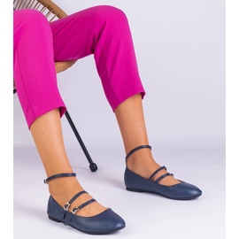 Ballerine Navy din Eco -Leather cu catarame albastru 1