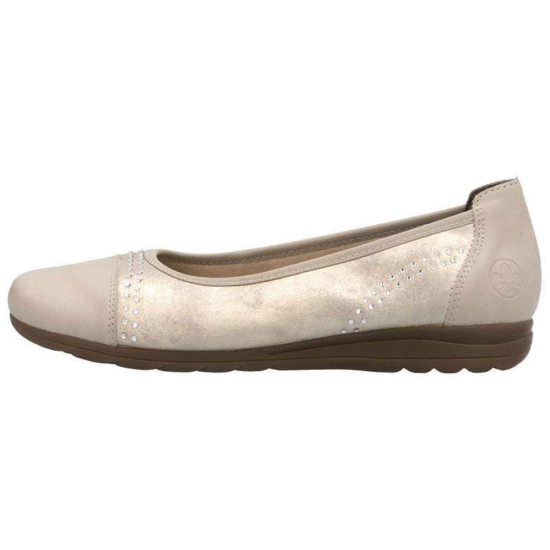 Ballerine din piele feminină cu zirconi auriu confortabil/bej Rieker L9353-62 2 Ballerine din piele feminină cu zirconi auriu confortabil/bej Rieker L9353-62 2