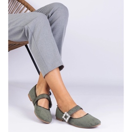 Balerine verzi decorate cu o cataramă cu cristale verde 1