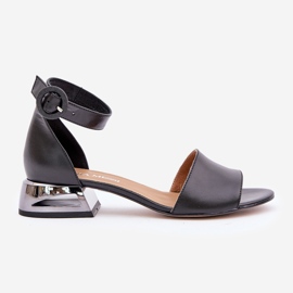 Sandale din piele pe toc argintiu Laura Messi 2143 Negru 1