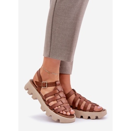 Sandale din piele pentru femei Zazoo 3695 Camel maro 1 Sandale din piele pentru femei Zazoo 3695 Camel maro 1