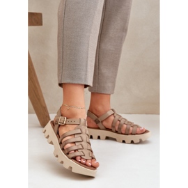 Sandale din piele pentru femei Zazoo 3695 bej 2