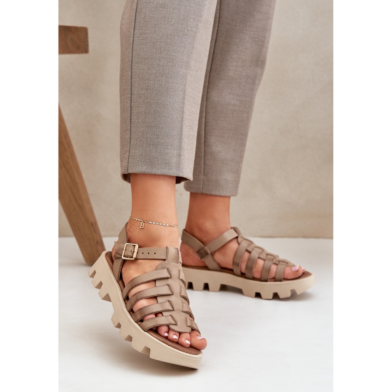 Sandale din piele pentru femei Zazoo 3695 bej 2