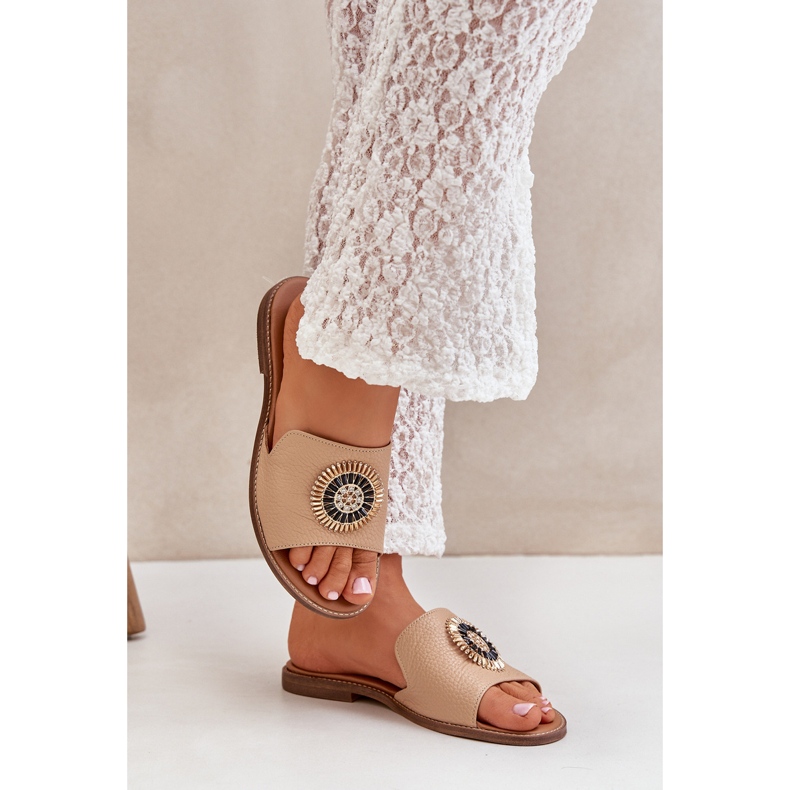 Lewski Shoes Flip -flops din piele cu Lewski 3047/o bej maro 2