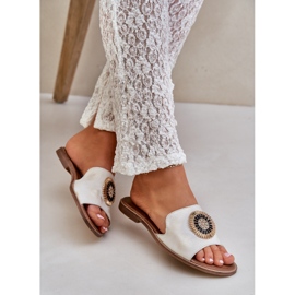 Lewski Shoes Flip -flops din piele cu Lewski 3047/O -Goldden șters de aur 2