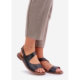 Lewski Shoes Sandale din piele pentru cataramă cu pompare Lewski 3041 Negru 1