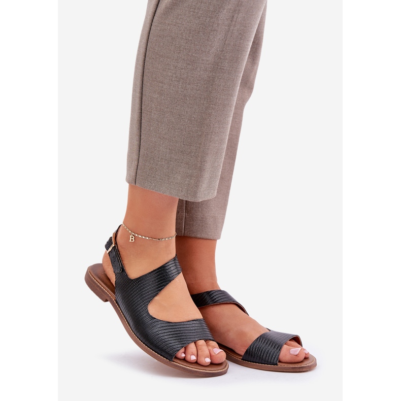 Lewski Shoes Sandale din piele pentru cataramă cu pompare Lewski 3041 Negru 1