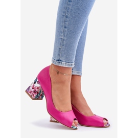 Lewski Shoes Pompe din piele cu un călcâie decorativă Pantofi Lewski 2608/K Fuchsja roz 1