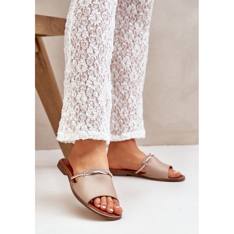 Lewski Shoes Pantofi Lewski 3047 FLIP -uri din piele bej 2