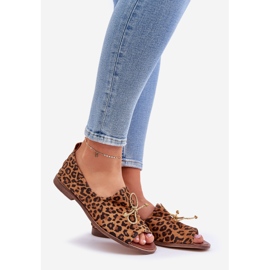 Zazoo 2660 Ballerine din piele pentru femei cu imprimeu maro leopard 1
