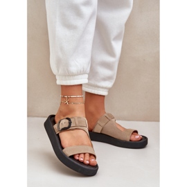 Flip -Flip Flip Flops pe platforma Beige Zazoo 3024 bej 2