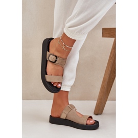 Flip -Flip Flip Flops pe platforma Beige Zazoo 3024 bej 3