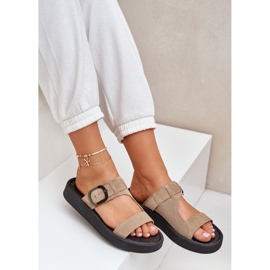 Flip -Flip Flip Flops pe platforma Beige Zazoo 3024 bej 5
