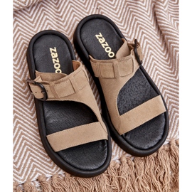 Flip -Flip Flip Flops pe platforma Beige Zazoo 3024 bej 8