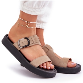 Flip -Flip Flip Flops pe platforma Beige Zazoo 3024 bej 9
