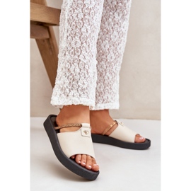 Zazoo 2896 papuci din piele pentru femei bej 2