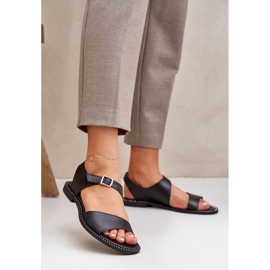 Zazoo 3014 Sandale plate pentru femei negru 2