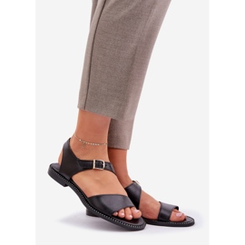 Zazoo 3014 Sandale plate pentru femei negru 1