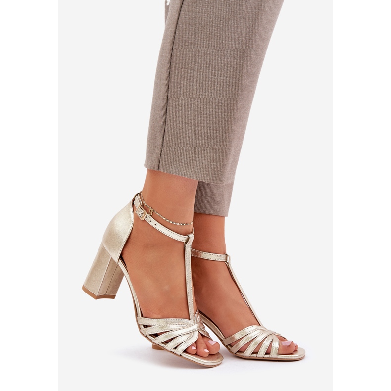 Sandale naturale din piele pe Laura Messi 2766 Zloty Post de aur 1