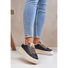 Adidași pe o platformă cu șireturi decorative negre negru 1