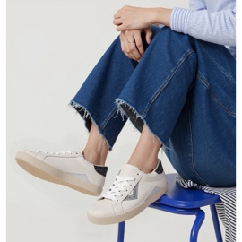 Adidași pentru femei inserții de argint brocade alb 5
