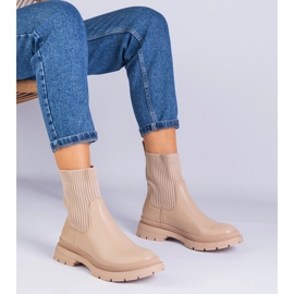 Cizme maro cu un material bej superior 1