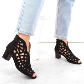 Botine M.Daszyński W SAN32A de piele intoarsa neagra negru 7