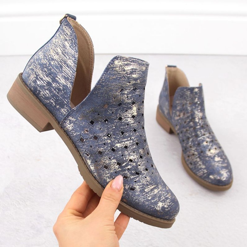 M.Daszyński Cizme de piele pentru femei M. Daszyński SA62-102 albastru 1