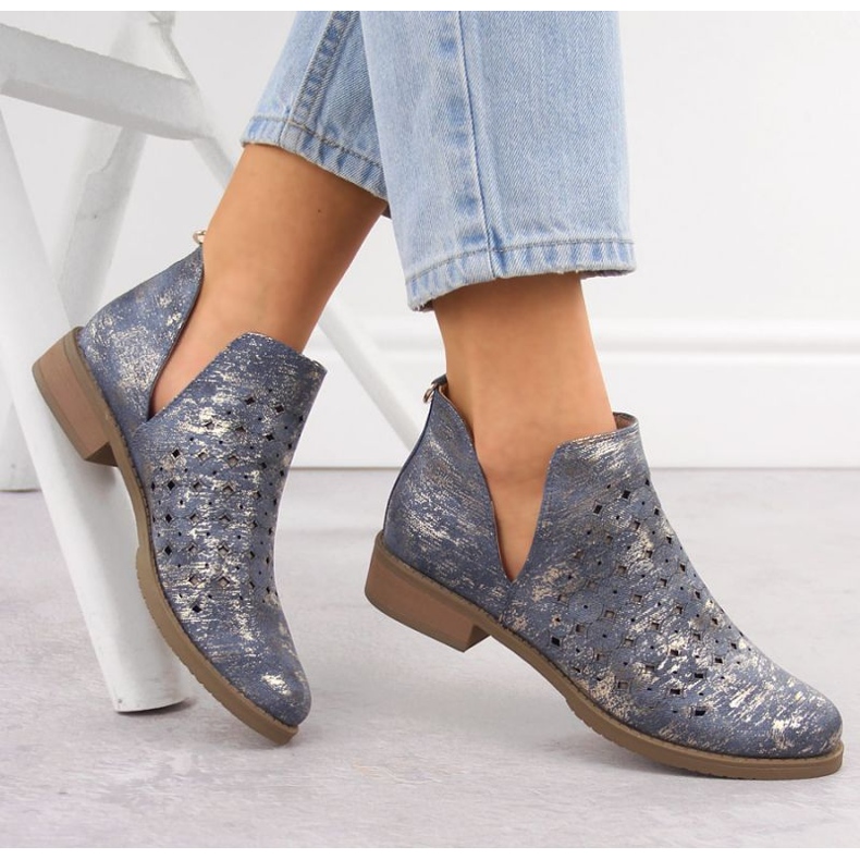 M.Daszyński Cizme de piele pentru femei M. Daszyński SA62-102 albastru 2