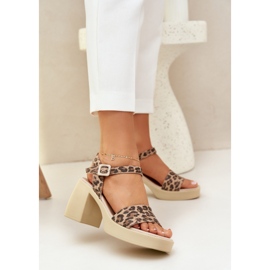 Zazoo 40386 Sandale din piele pentru femei pe leopardul maro maro maroniu 2