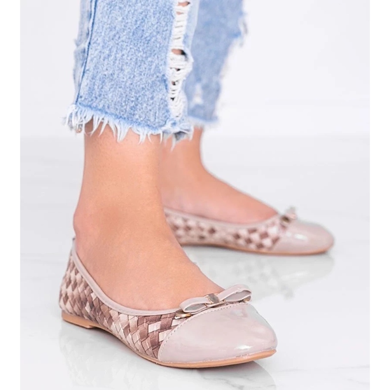 D/GMR Balerini bej cu model Broadway împletit 1