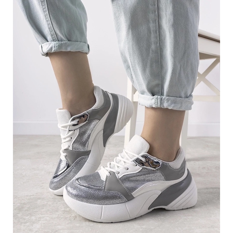 D/GMR Adidași argintii pe talpa înaltă Roșu 2