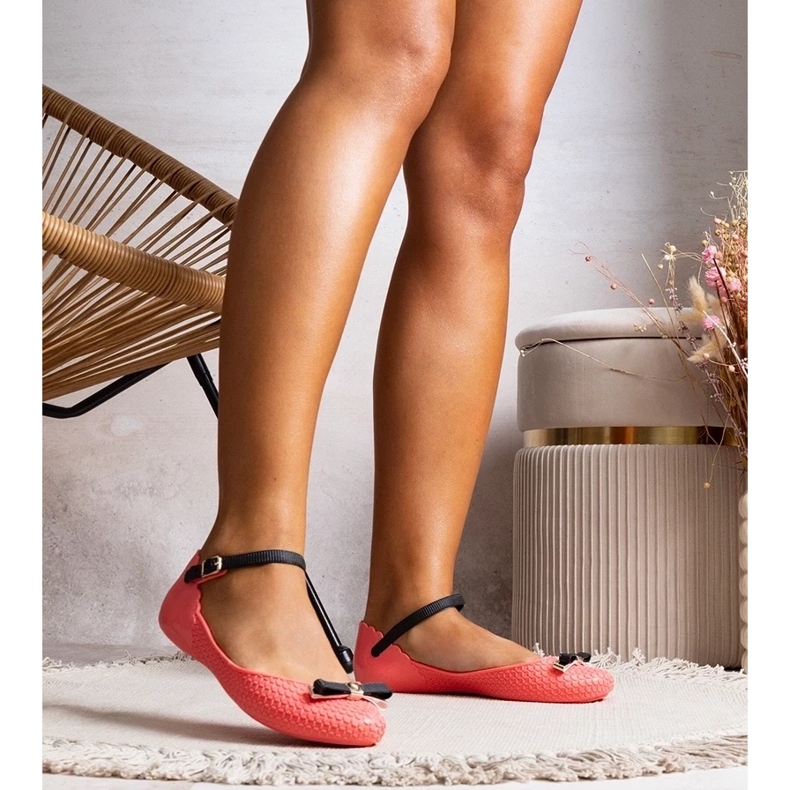 D/GMR Ballerine pentru femei Pink cu cauciuc cu un arc și un fermoar Heather roz 2