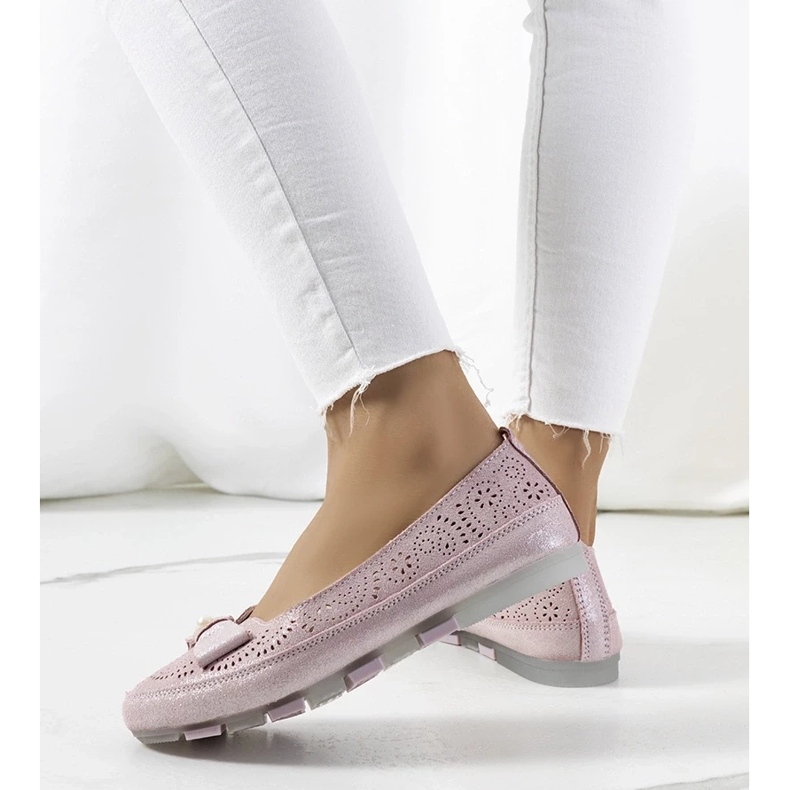 D/GMR Balerine din piele roz cu un arc Catania 1