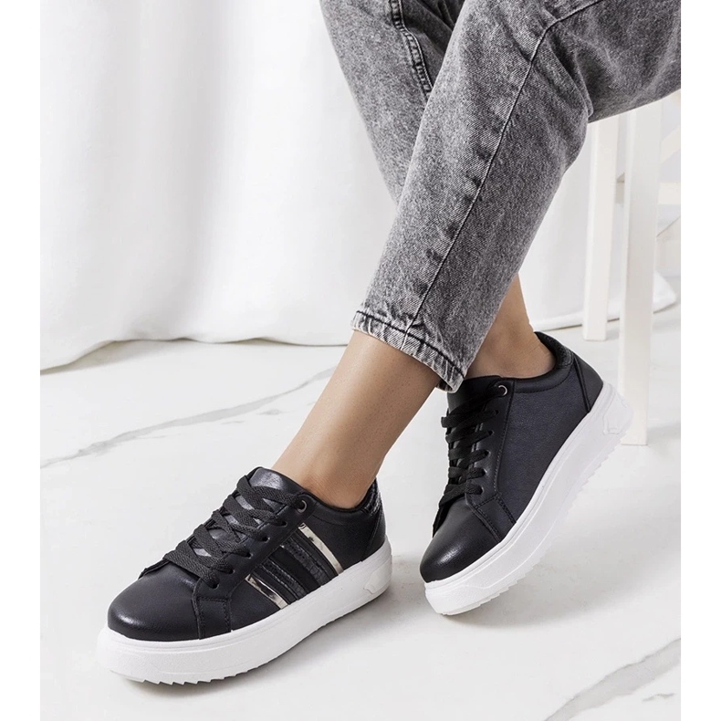 D/GMR Tenisi negri pe platforma Goldsmi negru 1