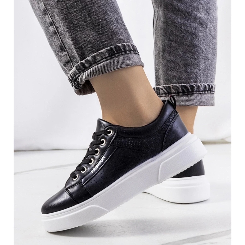 D/GMR Adidași negri pe o talpă groasă Louisiana negru 2