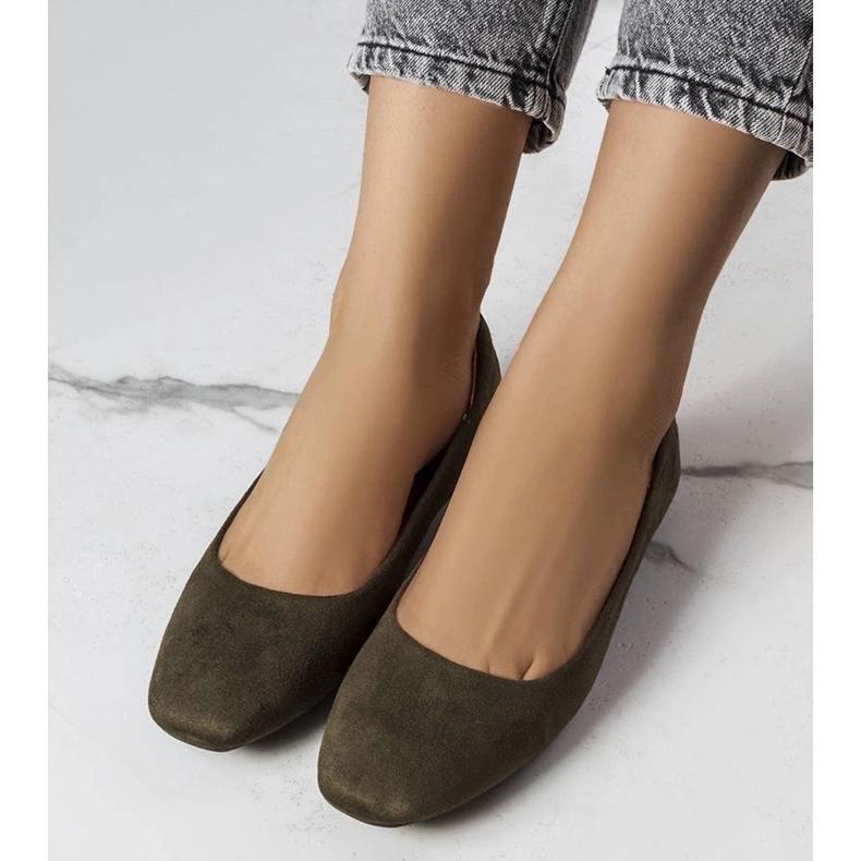 D/GMR Balerini din piele ecologică Jules verzi verde 2