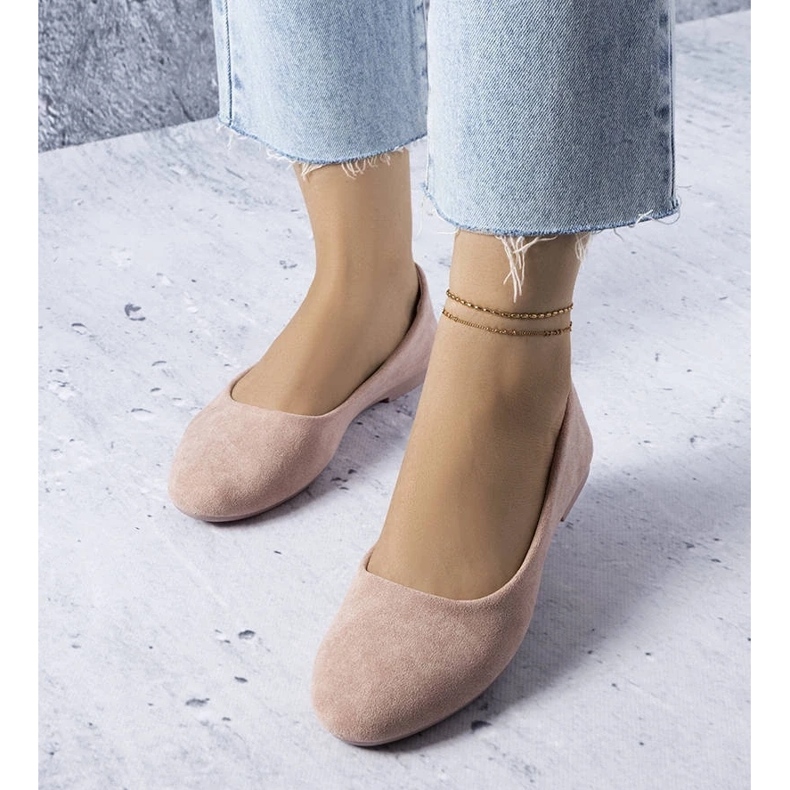 D/GMR Balerini roz cu talpă din piele de la Lespérance 1