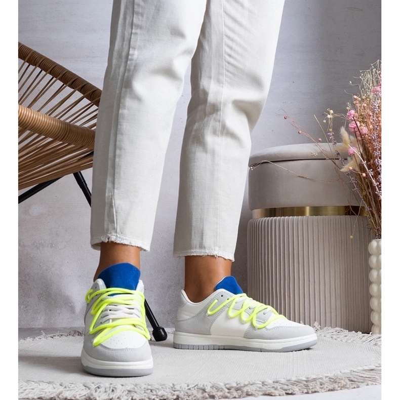 D/GMR Adidași gri adidași pentru femei cu șireturi neon arcobaleno 2