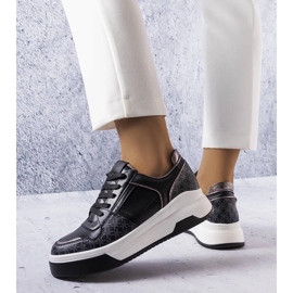 D/GMR Adidasi negri decorati cu monograma Grandbois negru 1